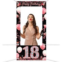 Sweet 18 30 40 50 Rose Gold Happy Birthday Photo Booth Props Frame Women Birthday Party Backdrop Frame