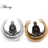 Alisouy 1PC 8-25mm Copper Buddha Semicircle Saddle Ear Tunnels Plugs Expander Stretcher Gauges Earrings Piercing Body Jewelry