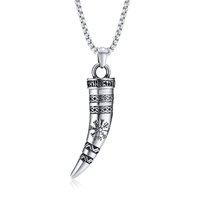 Vnox Rock Punk Viking Horn Necklaces for Men, Stainless Steel Norse Celtic Knots Compass Pendant Collar, Amulet Gift Jewelry
