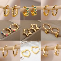 Luxury Star Pendientes Earrings For Women Girl Stainless Steel Minimalist Hoop Piercing 2025 New In y2k Jewelry aretes de mujer