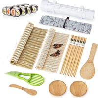 UNTIOR Sushi Making Kit All-in-One Bazooka Roller Set with Bamboo Rolling Mat DIY Onigiri Rice Paddles Tools Japanese Sushi Tool