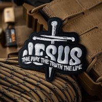 Jesus The Way Truth Life Patches Cross John 14:6 Hook&Loop Embroidery Patch Tactical Military Morale Badge Backpack Stickers