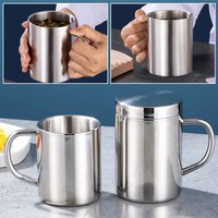 1Pcs New 200/300/400ML Stainless Steel Mug Double Layer Anti-scalding Water Cup with Lid Portable Tea Cup
