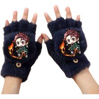 Demon Slayer asibira Inosuke Tanjiro Kamado anime peripheral cartoon children's autumn and winter half pack finger flip gloves