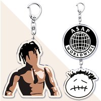 Popular Hot Hip Hop Rap Singer Keychains for Accessories Bag Cactus Jack Rapper Music Key Chain Ring Fans Gifts Friends Keyrings