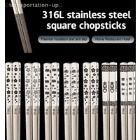 316Stainless Steel Non-Slip Chopsticks High-end Chinese Korean Household Dining Chopsticks Reusable Japanese Sushi Chopsticks