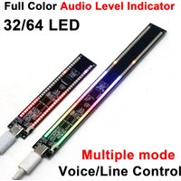32/64 LED Audio Level Indicator Light Stereo Music Spectrum Display Rhythm Light TYPE-C USB Colorful Atmosphere Lamps VU Meter