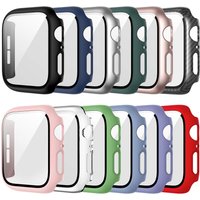 Tempered Glass+cover For Apple Watch 9 8 41mm 45mm 42mm 38mm PC bumper Screen Protector Case iWatch series 7 6 5 4 se 44mm 40mm