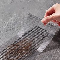 1roll 5m Cuttable Shower Drain Hair Catcher with Scraper , Self-Adhesive Floor Drain Stickers, Disposable Sink Hair Filter