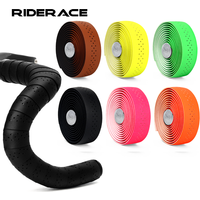 Road Bike Handlebar Tape With 2 Bar Plug Bicycle Handlebar Tape PU Leather Perforated Breathable Soft Anti-Slip Shock Absorption
