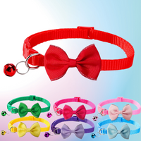 Cat Collar Solid Color Bowknot Puppy Collars with Bell Adjustable Safety Buckle Cats Dogs Bow Tie Pets Accessories