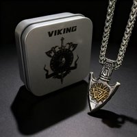 HNSP 316L Stainless Steel Nordic Odin Viking Rune Pendant Chain Necklace For Men Jewelry Accessories