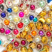 100/300pcs Sew on Rhinestones Pearl Mix Color sewing stone Silver/Gold Base 10/12mm Sunflower Flatback For Craft Clothes