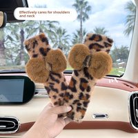Car seat belt shoulder cover high-grade leopard print winter plush car anti-choke and anti-friction four seasons shoulder cover