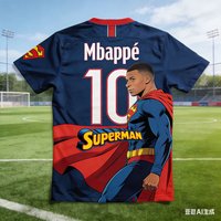 Mbappé #10 AI-generated Superman Soccer Jersey 2026 Men's Breathable Children's Clothing Short Sleeve Football Fan Tee