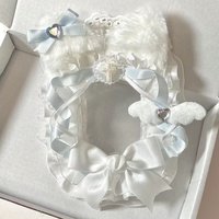 White Ribbon K-pop Photocard Holder Lace Toploader Plush Wings Cute Girl Gift Bag Pendant Itabag Decor Accessories Card Sleeves