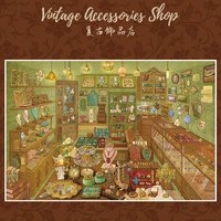 Kawaii Retro living room 3D snack shop Landscape Sticker DIY Pocket Cabin Scene festival gift