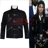 Hot Sell Role-player Michael Jackson BAD Punk Jacket Black Stretch Cotton Outwear Man Adore Stars In Stock
