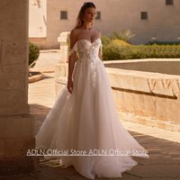 Sexy Glitter Wedding Dress Customized Off The Shoulder Sweetheart Applique Sweep Train Bridal Gown A line Vestido Noiva