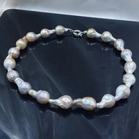 Free Shipping New Fashion Women Party Punk Summer Jewelry Purple Drop Baroque Natural Freshwater Pearl Chokers Necklace 17-20"