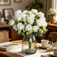 Artificial Flower Silk Rose Bouquet Festival Garden Home Room Dining Table Vase Table Wedding Bridal Bouquet Arch Decor Diy Gift