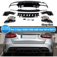 Dyfuzor tylnego zderzaka do Mercedes-Benz C-Class W205 Sedan AMG-Line Dyfuzor z końcówkami wydechu Ochrona zderzaka 2014-21