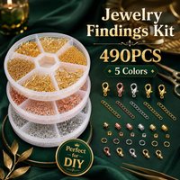 490pcs/Box Jewelry Making Kit Lobster Clasp Open Jump Rings Crimp Beads Caps for DIY Bracelet Necklace Handmade Findings
