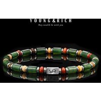 YOUNG&RICH Celadon Xiuyu Jade Multi-Tone Beaded Bracelet | Retro-Ins Aesthetic Niche Design • Fashion Unisex Luxury Jewelry