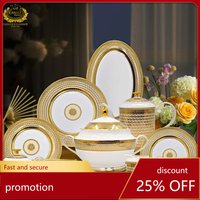 YFY bone china dinnerware set - luxury housewarming gift, premium european style ceramic with gold embossed design