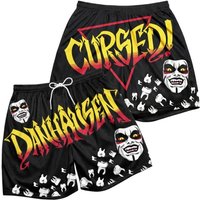 Men's New Danhausen Cursed Theme Mesh Shorts Horror Clown Tooth Full Print Family Matching Quick Dry Athletic Short Pants