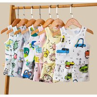 Toddler Baby Boy Pajamas Cotton Sets for Girls 0 to 1 2 3 4 5 6 7 8 9 Years Summer Children Pyjama Short Sleeveless Kids Pijamas
