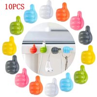 10Pcs Self Adhesive Wall Decoration Hook Creative Silicone Thumb Key Hanger Hook Home Office Data Cable Clip Wire Desk Organizer