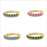 3mmx7 pcs Multicolor moissanite ring S925 Sterling Silver yellow gold color women finger rings female dating party gift
