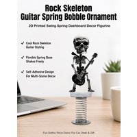 Rock Skeleton Guitar Bobble Head Ornament Acrylic Car Dashboard Decor