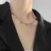 Men Punk Style Rivet Tassel Necklace Hip Hop Women Fashion Geometric Titanium Steel Chain Necklace