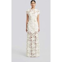 High Quality 2026 Women 3D Floral Lace Midi Dress Cap Sleeve Belted Formal Wedding Guest & Evening Party Dress 3 Colors