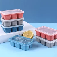 Silicone Ice Cube Trays with No-Spill Lids, Easy-Release, for Freezer, Whiskey, Cocktails, Baby Food, and Drinks - 6 Cubes
