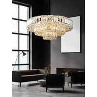 Crystal Cake-shape Chandeliers LED Luxury Lighting Fixture Hanging Lamp Classic Designer Foyer Decor Lustre Living Room Ceiling