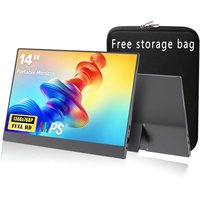 14 Inch 1366*768P HD Portable Monitor IPS 1000:1 250Nits 16:10 With Type-C Mini HDMI For Laptop Phone TV XBox PS4/5 Mac Switch
