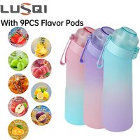 LUSQI 650ML Flavored Water Bottle With 9 Flavor Pods With Straw Suitable For Outdoor Sports For Thanksgiving/Christmas Gifts