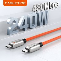 CABLETIME 240W PD Cable USB C to USB C Cable Fast Charger Adapter Type C to C Cable Power Wire for Laptop Macbook Samsung iPad