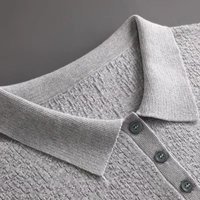 Advanced texture knitted Polo collar men's pure cotton short sleeved breathable and comfortable spring and summer