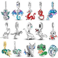 Original Charm 925 Silver Chameleon & Cute Little Dragon Bead Fit Original Bracelet Necklace DIY Fine Jewelry For Women Gift Hot
