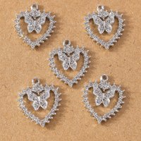 10pcs 23*19mm Crystal Love Heart Butterfly Charms Pendants for Jewelry Making Earrings Necklace DIY Bracelet Accessories