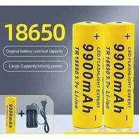 2026 New 18650 9900mAh 3.7V Lithium Battery + Charger Set – Widely Used for Flashlights, Radios & MP3 Players