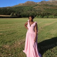 Simple A Line Women's Evening Dresses V Neck Sleeveless Prom Gowns Vestidos Para Mujer Customized Formal Party Robe De Soirée