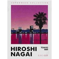 A Japanese style beach city summer wall art canvas painting decoration painting living room decoration poster frameless
