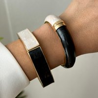 Vintage Punk White Black Enamel Dripping Oil Bangles For Women Exaggerated Geometric Bracelets Party Personality Jewelry Gift