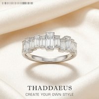 Ring White Stones Baguette Cut Europe Style Glam Fine Jewelry For Women,2022 Brand New Gift In 925 Sterling Silver