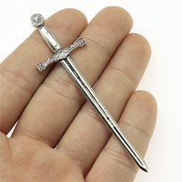 WYSIWYG 4pcs 85x23mm Antique Silver Color Medieval Sword Charms Pendant For DIY Jewelry Making Handmade Jewelry Craft Findings